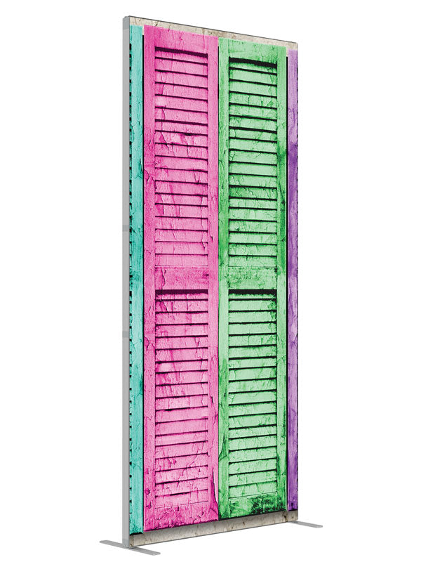 Vogue Shutters shown at an angled view, photography backdrop panel for Denny StudioEdge silicone edge frame, 3 ft
