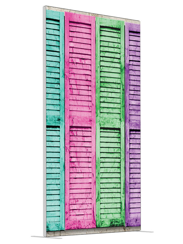 Vogue Shutters shown at an angled view, photography backdrop panel for Denny StudioEdge silicone edge frame, 4 ft
