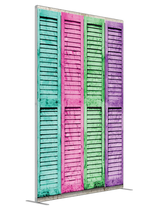 Vogue Shutters shown at an angled view, photography backdrop panel for Denny StudioEdge silicone edge frame, 5 ft