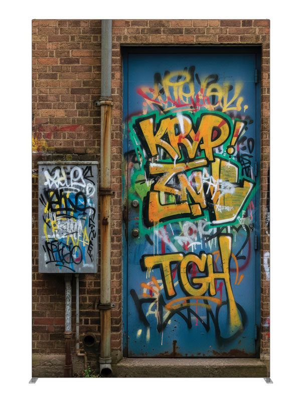 Warehouse graffiti door brick electrical box printed backdrop 5ft - Denny StudioEdge SECP-8864
