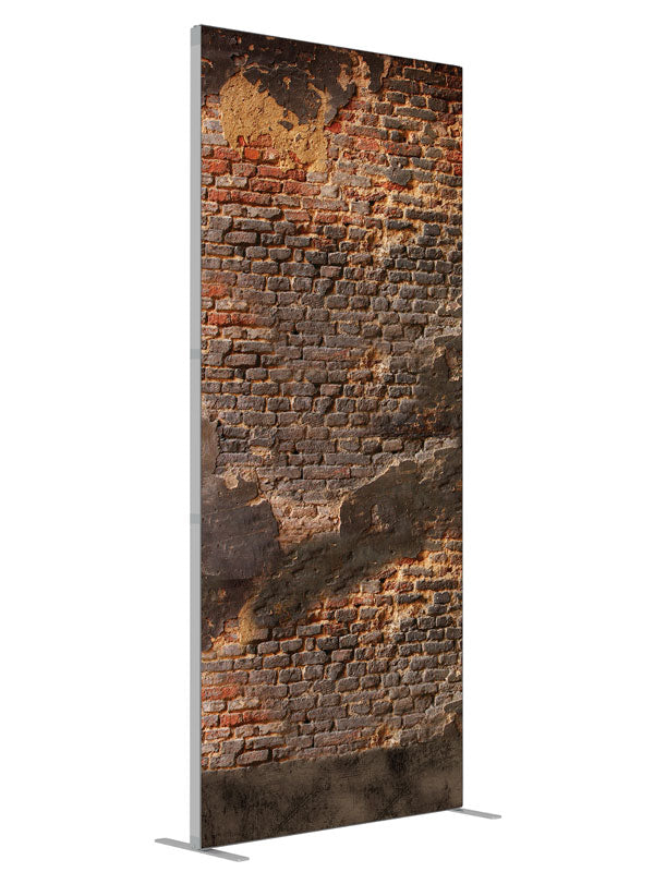 Weathered Bricks shown at an angled view, photography backdrop panel for Denny StudioEdge silicone edge frame, 3 ft