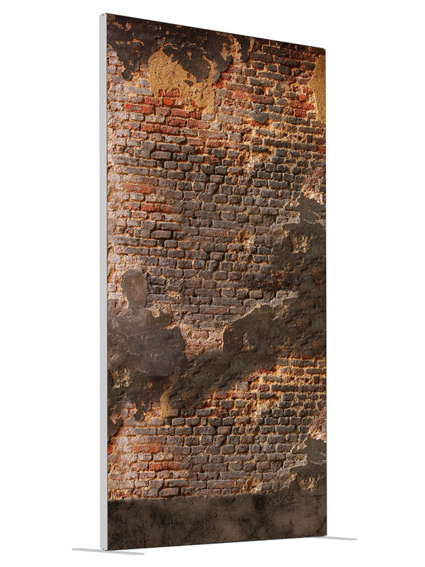 Weathered Bricks shown at an angled view, photography backdrop panel for Denny StudioEdge silicone edge frame, 4 ft