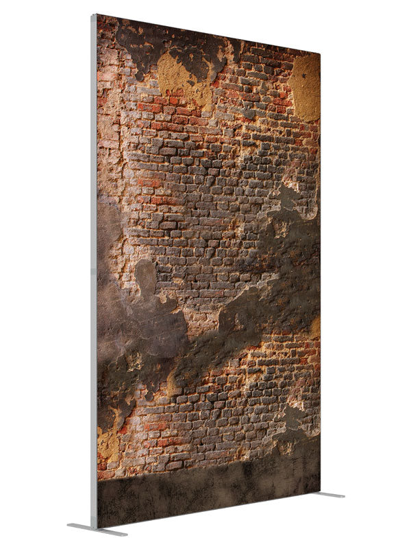 Weathered Bricks shown at an angled view, photography backdrop panel for Denny StudioEdge silicone edge frame, 5 ft