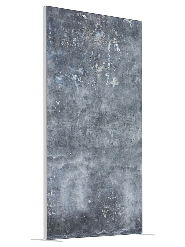 Weathered Cement Wall shown at an angled view, photography backdrop panel for Denny StudioEdge silicone edge frame, 4 ft