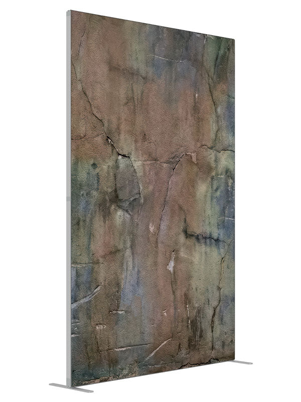 Weathered Earth Tone Plaster Wall shown at an angled view, photography backdrop panel for Denny StudioEdge silicone edge frame, 5 ft