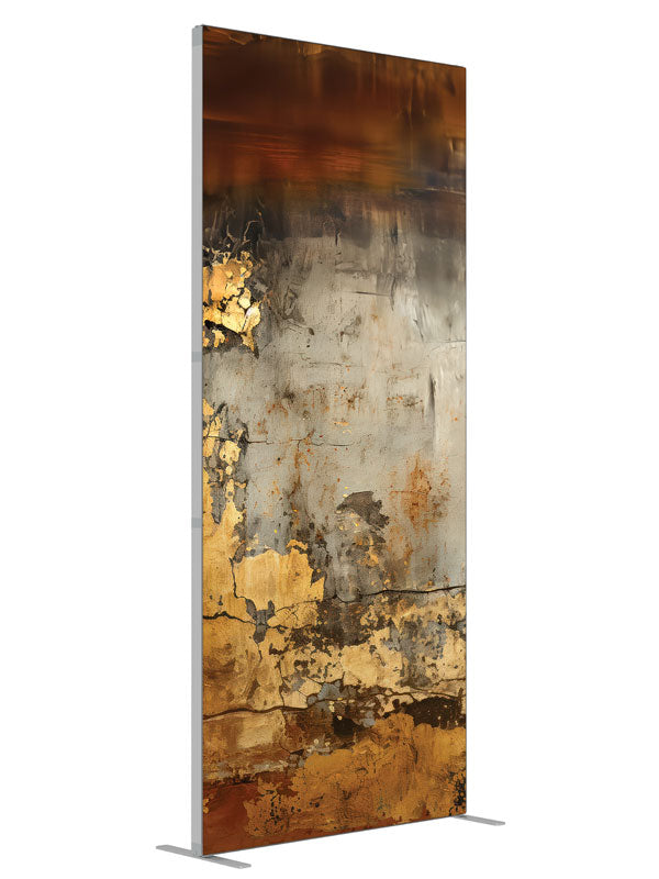 Weathered Gray Gold Texture Wall shown at an angled view, photography backdrop panel for Denny StudioEdge silicone edge frame, 3 ft