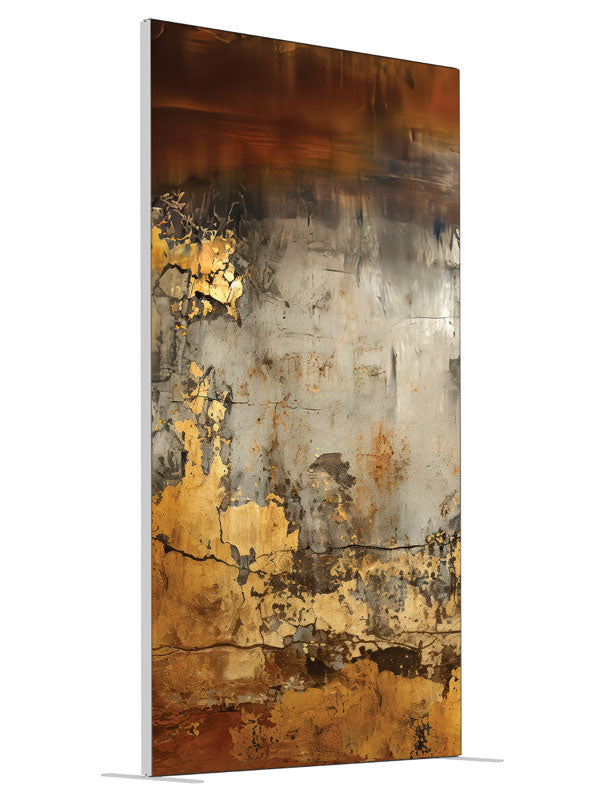 Weathered Gray Gold Texture Wall shown at an angled view, photography backdrop panel for Denny StudioEdge silicone edge frame, 4 ft