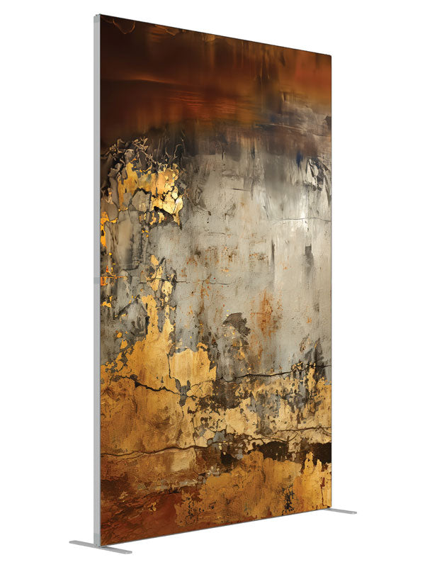 Weathered Gray Gold Texture Wall shown at an angled view, photography backdrop panel for Denny StudioEdge silicone edge frame, 5 ft