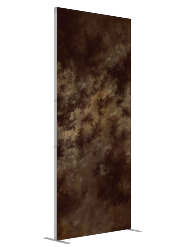 Whirlwind Brown shown at an angled view, photography backdrop panel for Denny StudioEdge silicone edge frame, 3 ft