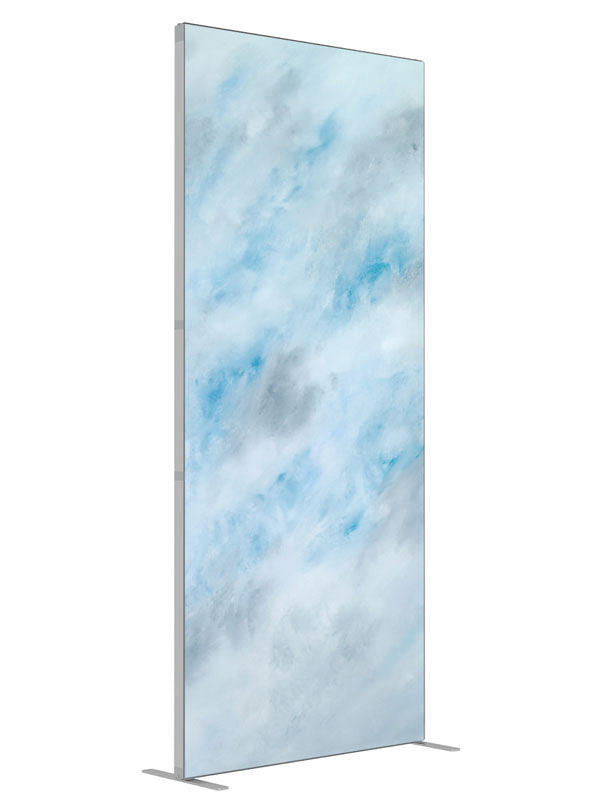 White Clouds shown at an angled view, photography backdrop panel for Denny StudioEdge silicone edge frame, 3 ft