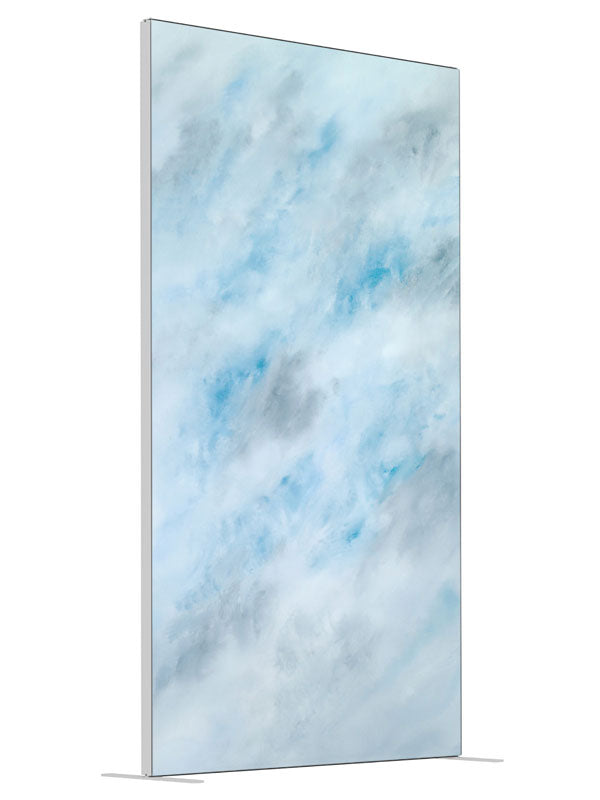 White Clouds shown at an angled view, photography backdrop panel for Denny StudioEdge silicone edge frame, 4 ft