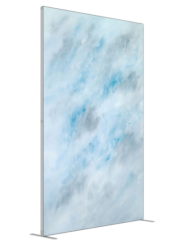 White Clouds shown at an angled view, photography backdrop panel for Denny StudioEdge silicone edge frame, 5 ft