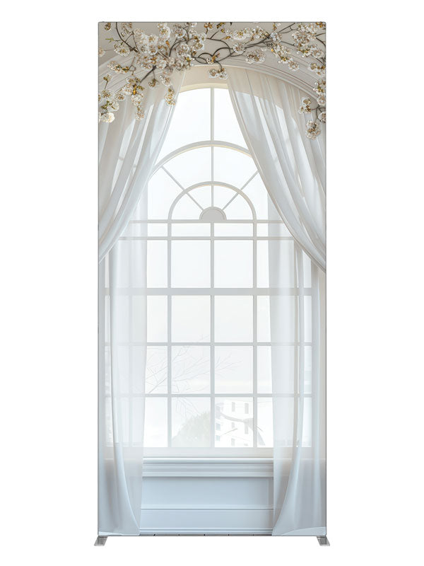White Sheer Floral Window, photography backdrop panel for Denny StudioEdge silicone edge frame, 3 ft