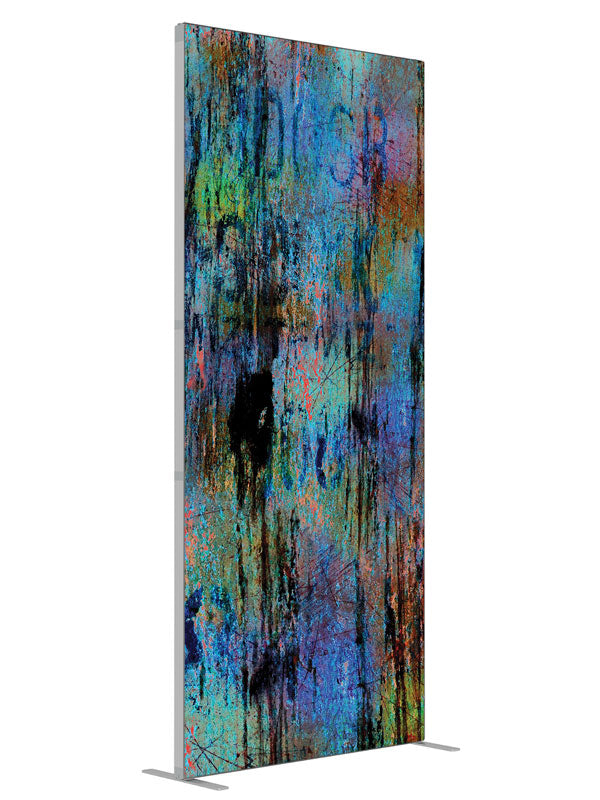 Whitman Blue Dark Abstract shown at an angled view, photography backdrop panel for Denny StudioEdge silicone edge frame, 3 ft