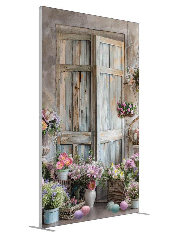 Wooden Door shown at an angled view, photography backdrop panel for Denny StudioEdge silicone edge frame, 5 ft
