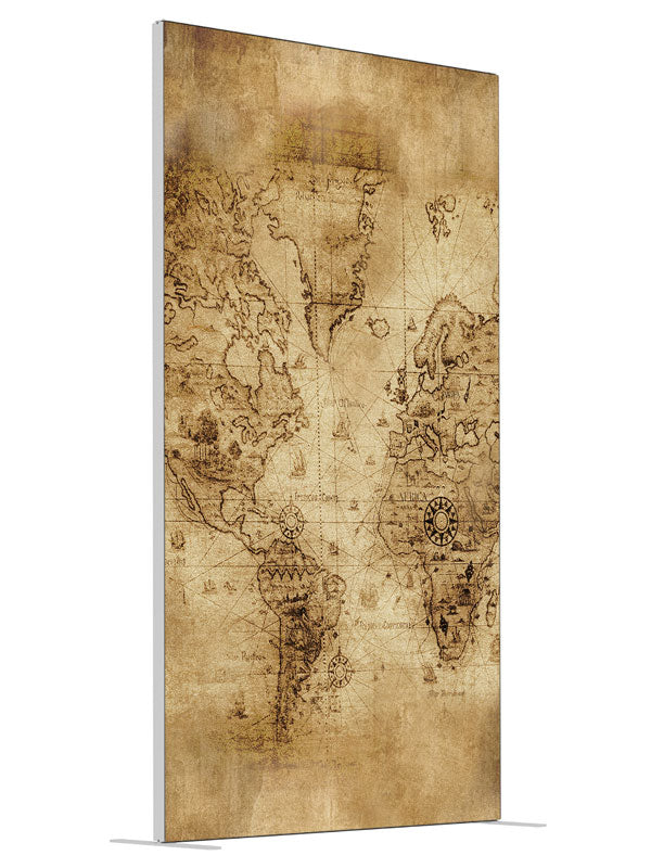 World Map shown at an angled view, photography backdrop panel for Denny StudioEdge silicone edge frame, 4 ft