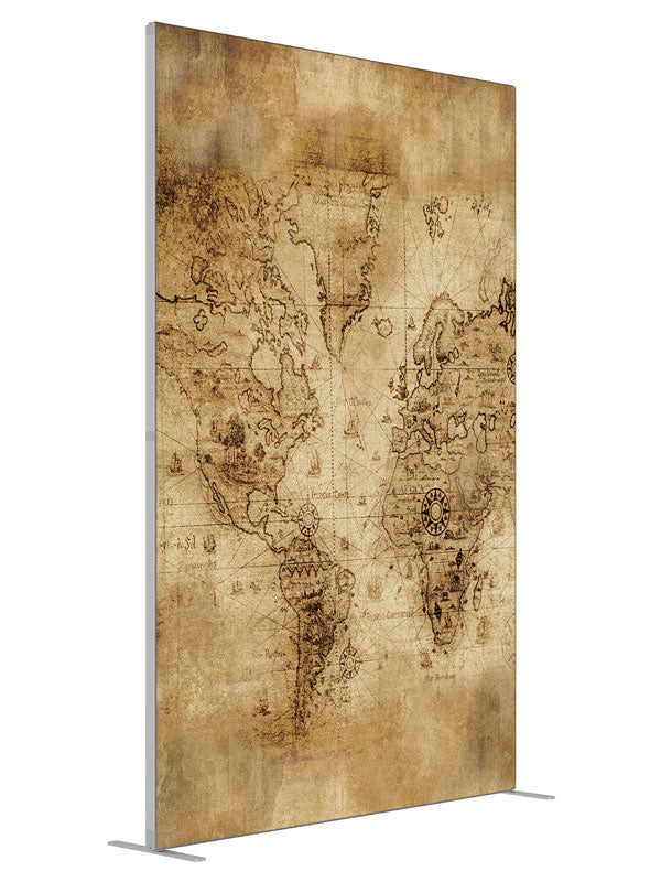 World Map shown at an angled view, photography backdrop panel for Denny StudioEdge silicone edge frame, 5 ft