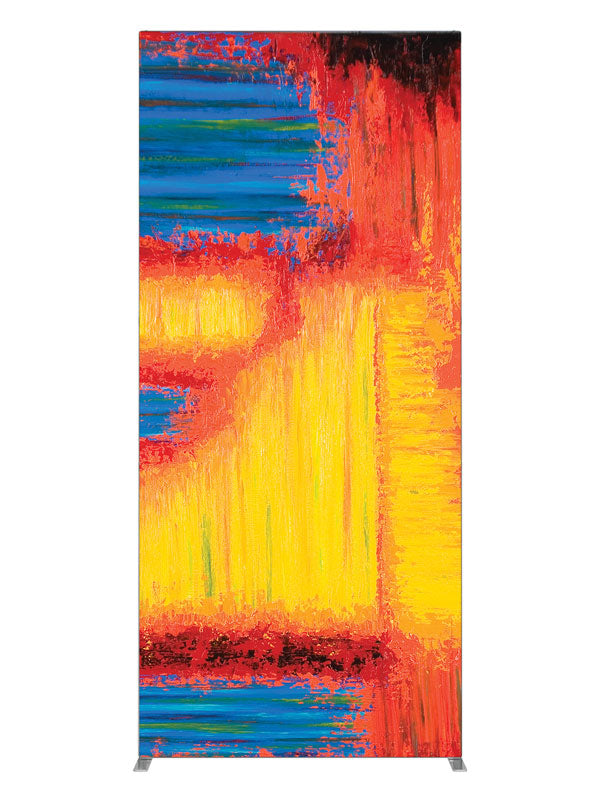 Yellow red blue primary brushwork, photography backdrop panel for Denny StudioEdge silicone edge frame, 3 ft