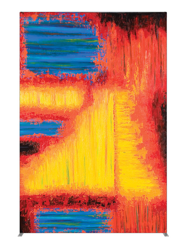 Yellow red blue primary brushwork, photography backdrop panel for Denny StudioEdge silicone edge frame, 5 ft