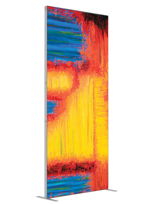 Yellow red blue primary brushwork shown at an angled view, photography backdrop panel for Denny StudioEdge silicone edge frame, 3 ft