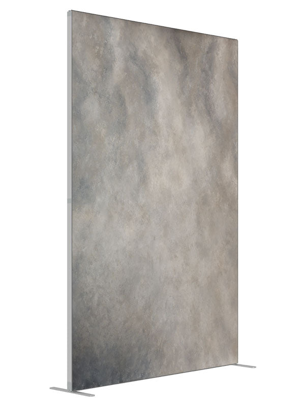 Zorba Grey shown at an angled view, photography backdrop panel for Denny StudioEdge silicone edge frame, 5 ft
