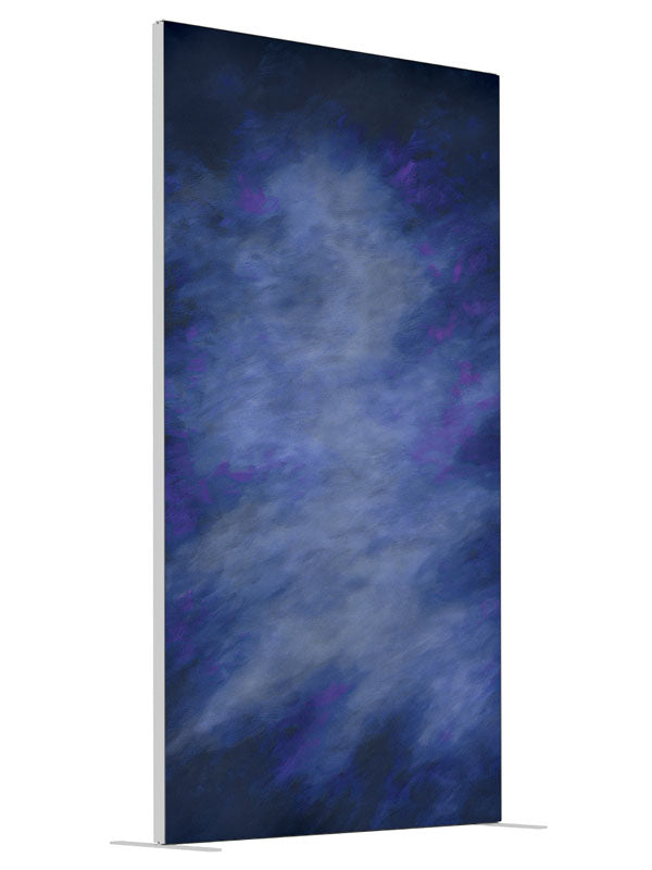 Zuga Blue shown at an angled view, photography backdrop panel for Denny StudioEdge silicone edge frame, 4 ft