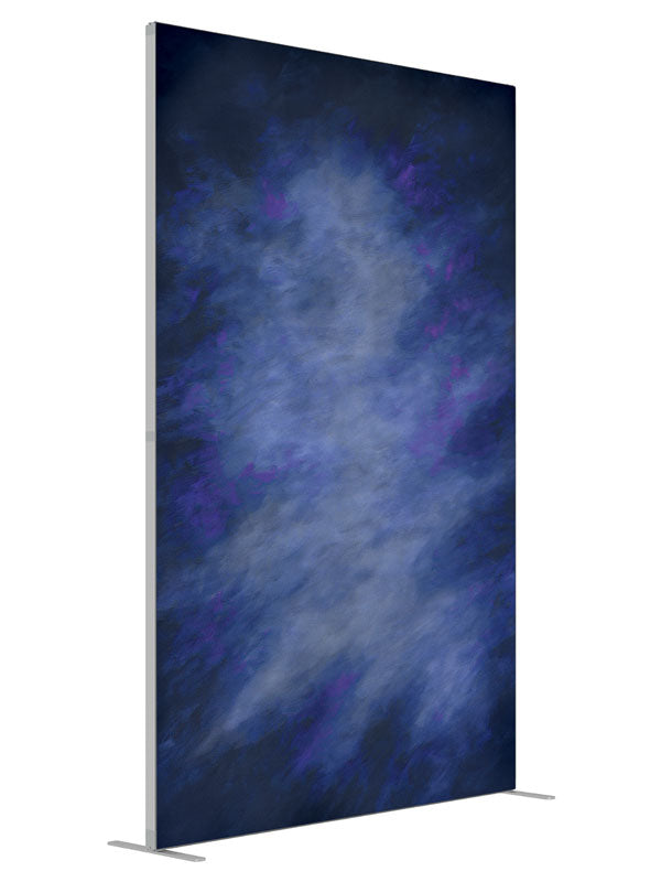 Zuga Blue shown at an angled view, photography backdrop panel for Denny StudioEdge silicone edge frame, 5 ft