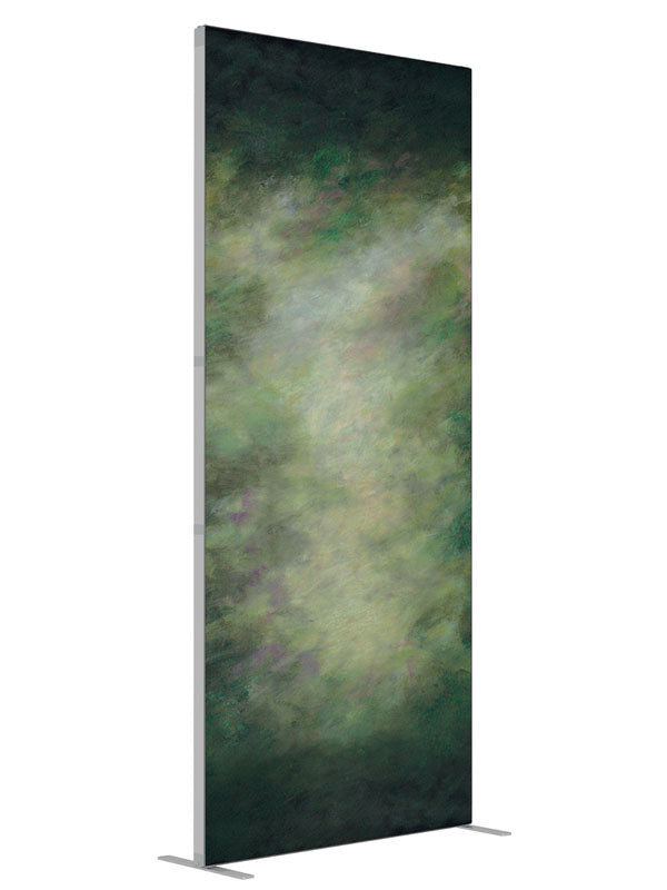Zuga Green shown at an angled view, photography backdrop panel for Denny StudioEdge silicone edge frame, 3 ft