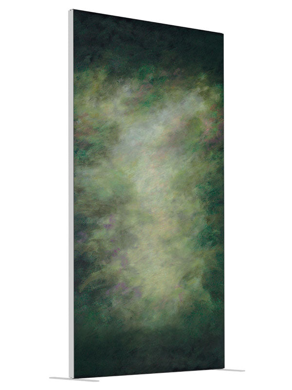 Zuga Green shown at an angled view, photography backdrop panel for Denny StudioEdge silicone edge frame, 4 ft
