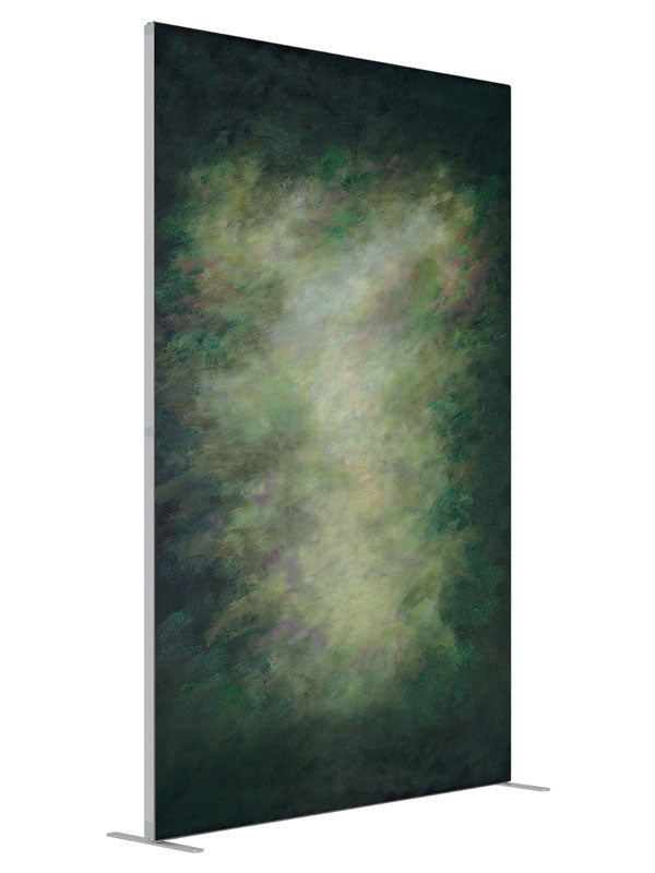 Zuga Green shown at an angled view, photography backdrop panel for Denny StudioEdge silicone edge frame, 5 ft