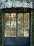 Antique Shop Window Photography Backdrop - Photography backdrop featuring a vintage shop window with large glass panes and black metal framing, perfect for nostalgic and rustic-themed photoshoots.