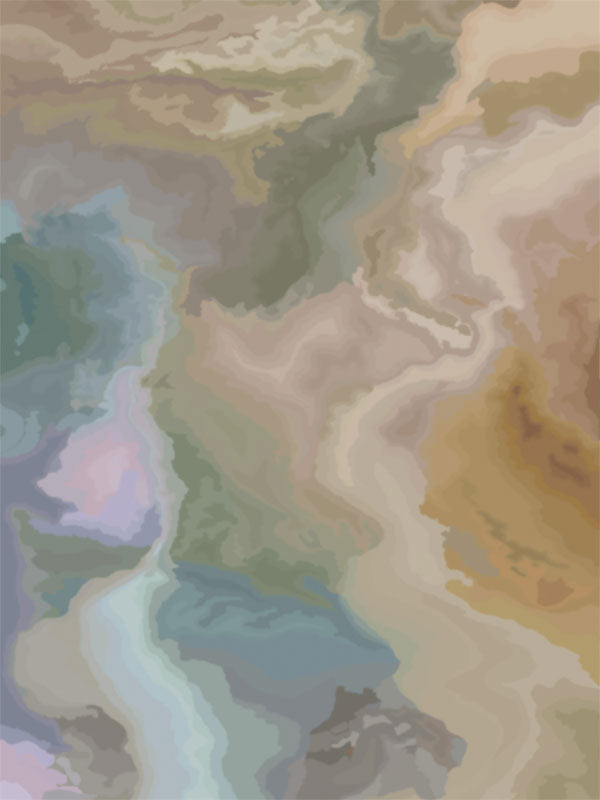 Flowing abstract design with glacier-inspired blues, taupes, and soft lavender tones.