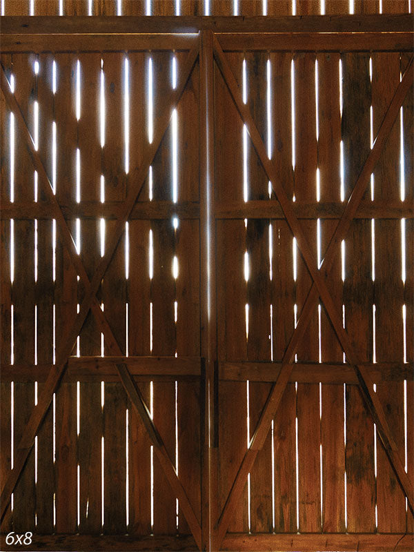 Barn Door Rustic Photography Backdrop - Photography backdrop featuring rustic wooden barn doors with light peeking through the slats.