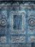 Baroque Blue Panel Photography Backdrop - Elegant baroque-style blue and silver panel photography backdrop with intricate ornamentation for formal photoshoots.