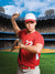 A high-energy backdrop capturing a major league baseball field with realistic crowd and stadium lights.