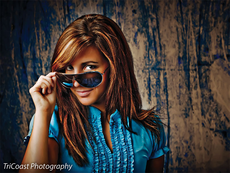 Contemporary backdrop in layered indigo and violet with dynamic circular motion.