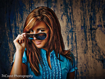 Contemporary backdrop in layered indigo and violet with dynamic circular motion.