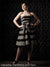 Portrait backdrop with dramatic black diamond tuft pattern.