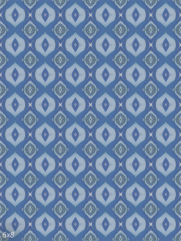 Blue Moroccan Pattern Photography Backdrop - Photography backdrop featuring an intricate Moroccan-inspired geometric pattern in various shades of blue.