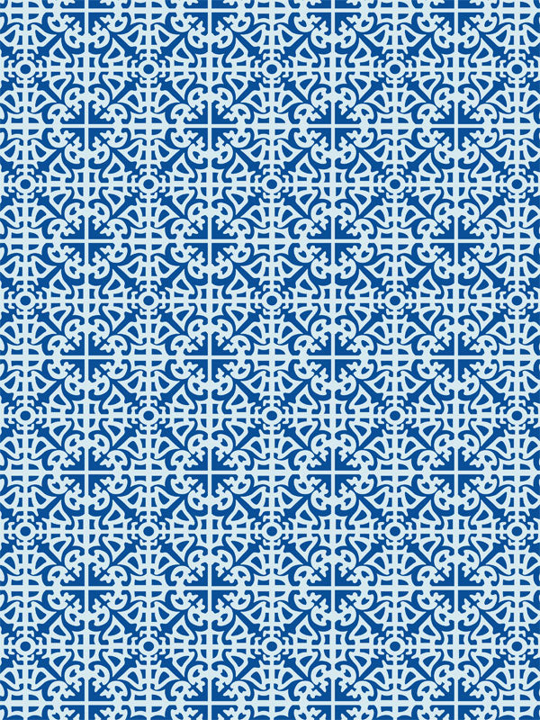 Blue Moroccan Tile Photography Backdrop - Blue Moroccan tile backdrop with intricate geometric patterns, ideal for photography sessions.