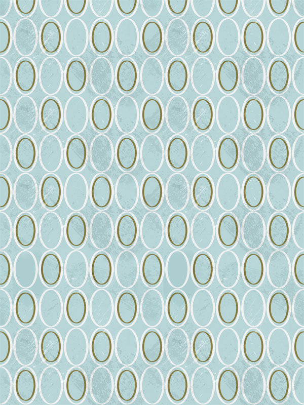 Blue Oval Geometric Photography Backdrop - Blue and white geometric oval pattern photography backdrop, ideal for modern, fashion, and product photoshoots, available in various sizes and materials.