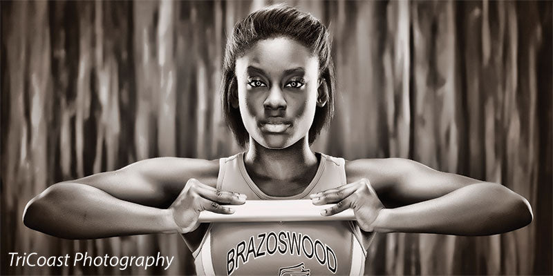 Artistic blue streak backdrop for powerful black-and-white or moody portraits