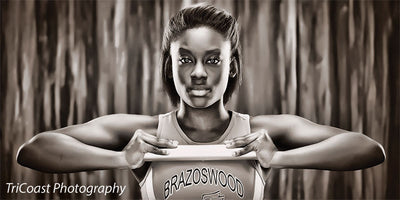 Artistic blue streak backdrop for powerful black-and-white or moody portraits