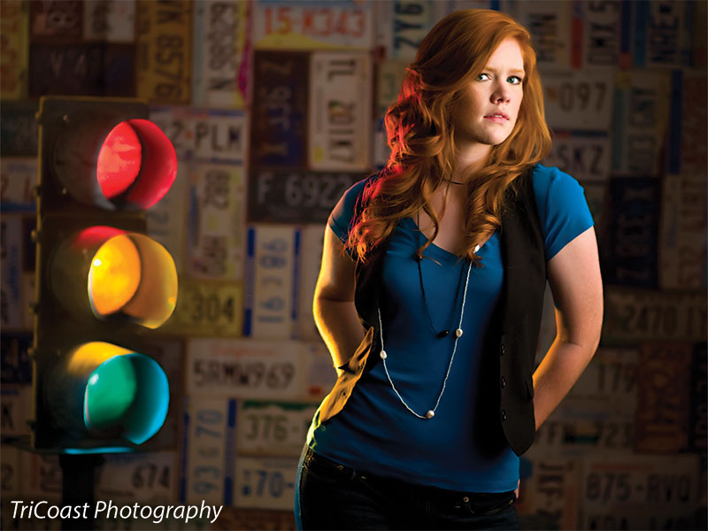 Backdrop with bold, colorful retro tags arranged in overlapping fashion.