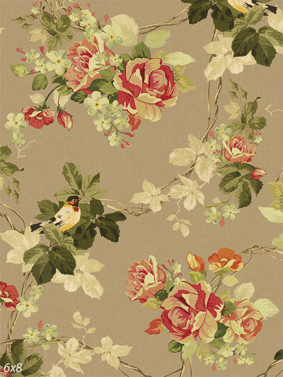 Botanical Bliss Photography Backdrop - Nature-inspired photography backdrop with birds and floral designs, perfect for vintage and spring-themed photoshoots.