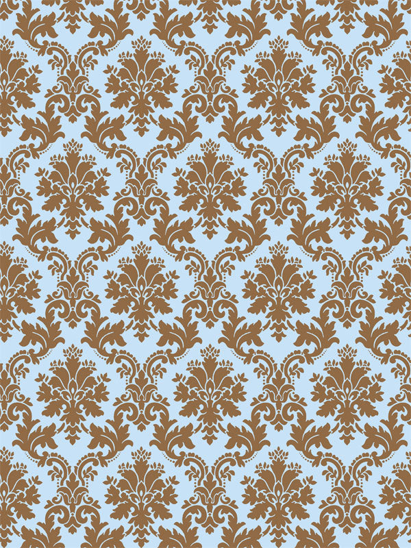 Elegant photography backdrop with blue and brown damask patterns, offering a stylish and timeless aesthetic for formal photoshoots.