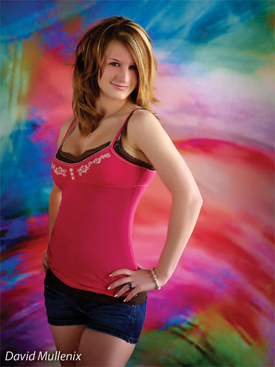 A bold artistic backdrop with playful colors and modern swirling texture.