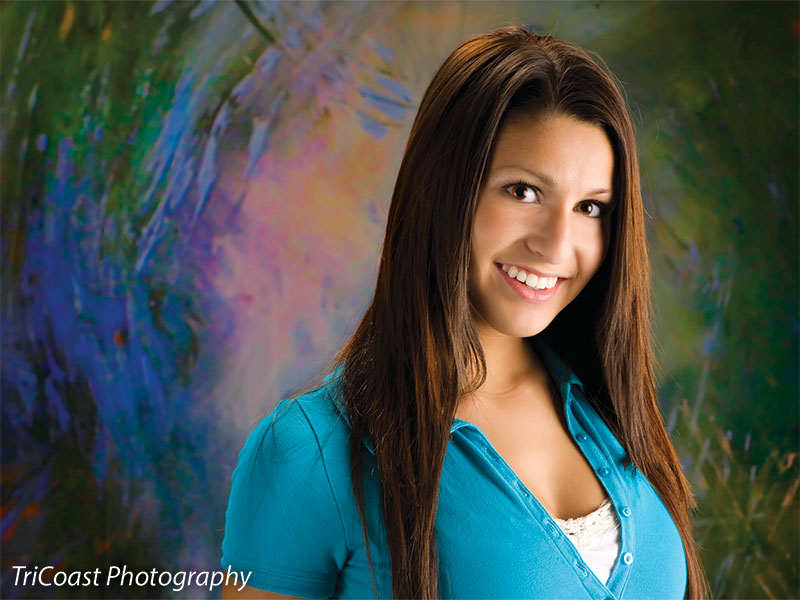 Dynamic painted swirl in red, blue, and gold tones perfect for dramatic portraits.
