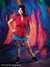 Backdrop featuring cascading strokes of color in warm and cool tones.
