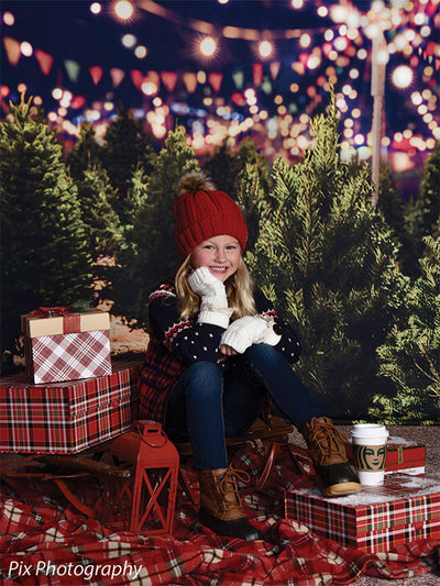Christmas Tree Lot Printed Photography Backdrop